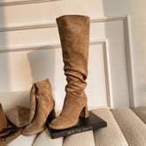 Slimming Chunky Heel High Boots - Fashionner
